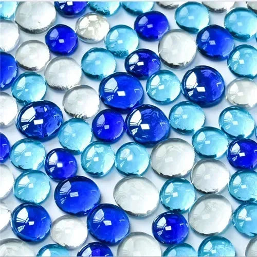 Blue and White Glass Round Mosaic Tiles