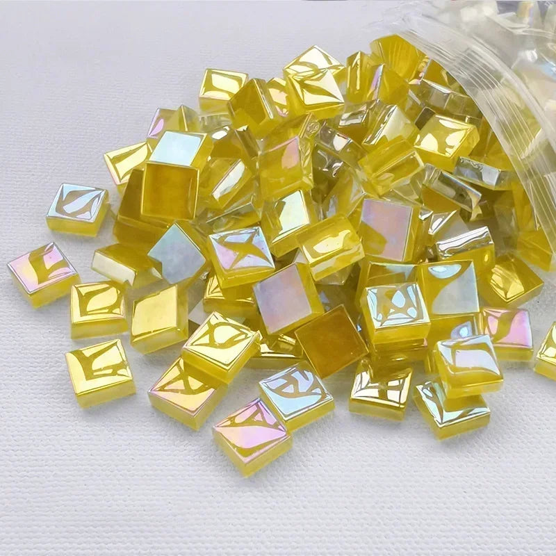 Yellow Glass Square Mosaic Tiles