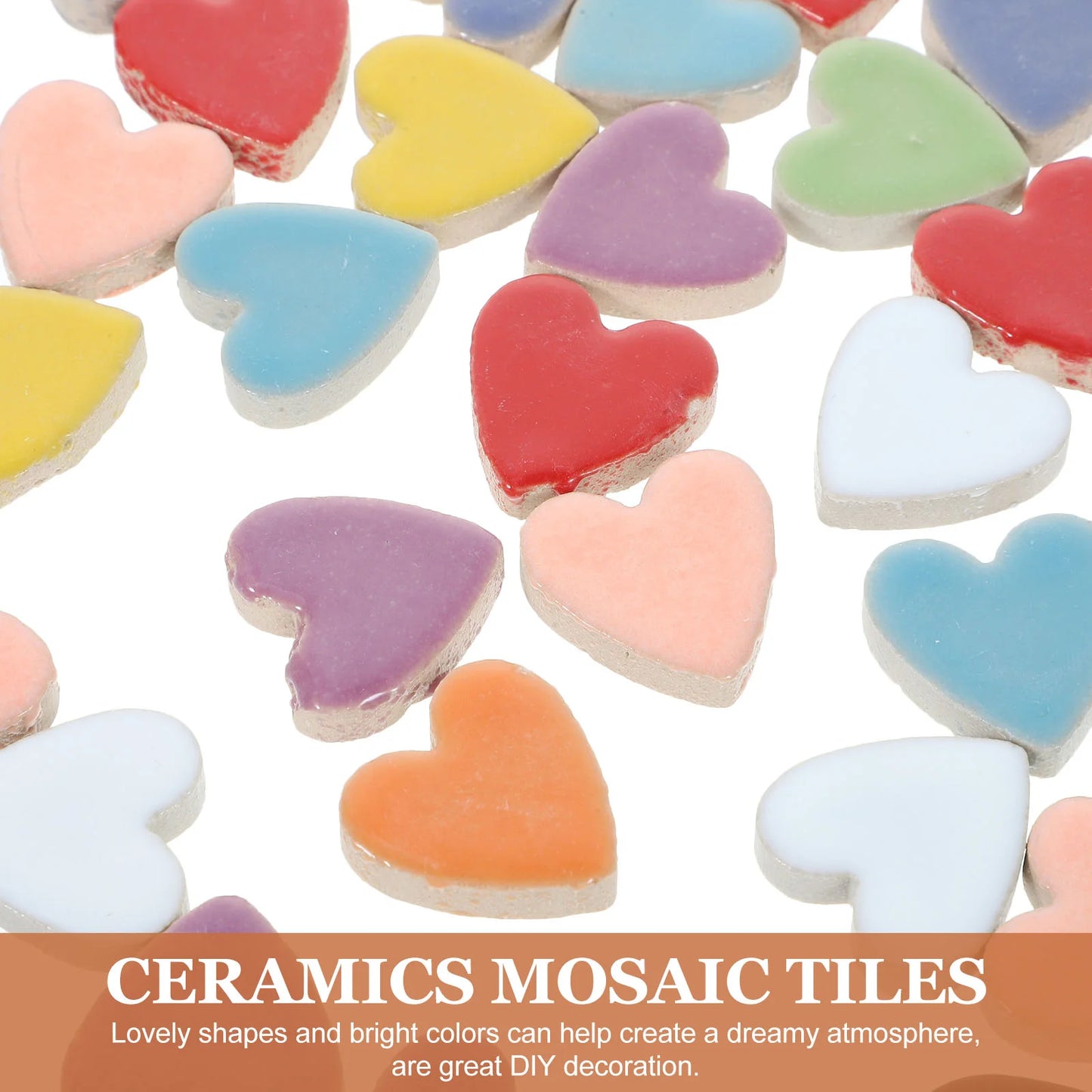 Heart Shape Ceramic Mosaic Tiles - Multiple Colors