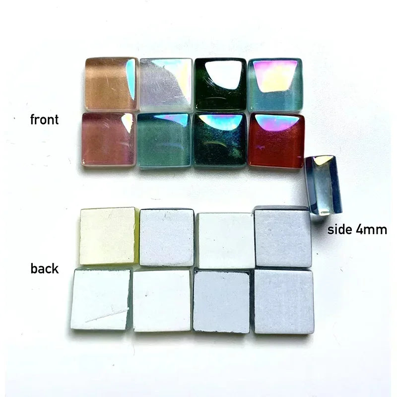 Cyan Glass Square Mosaic Tiles