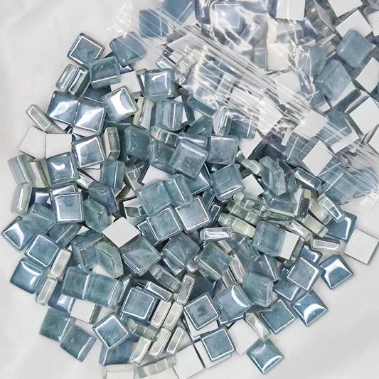 Deep Grey Glass Square Mosaic Tiles