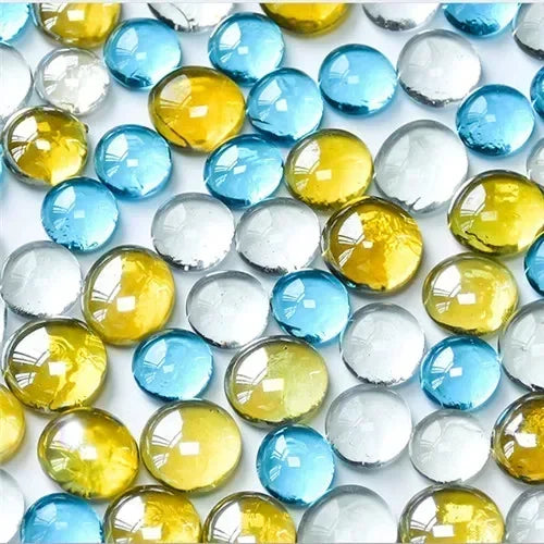 Blue and Yellow Glass Round Mosaic Tiles