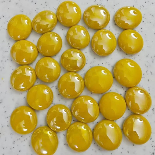 Pure Yellow Round Mosaic Tiles