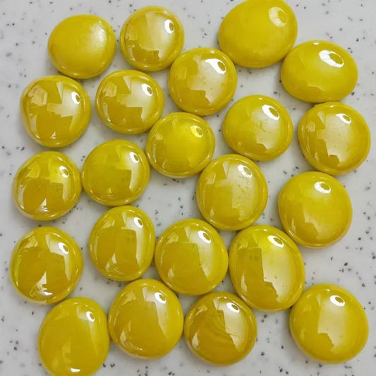 Pure Yellow Round Mosaic Tiles