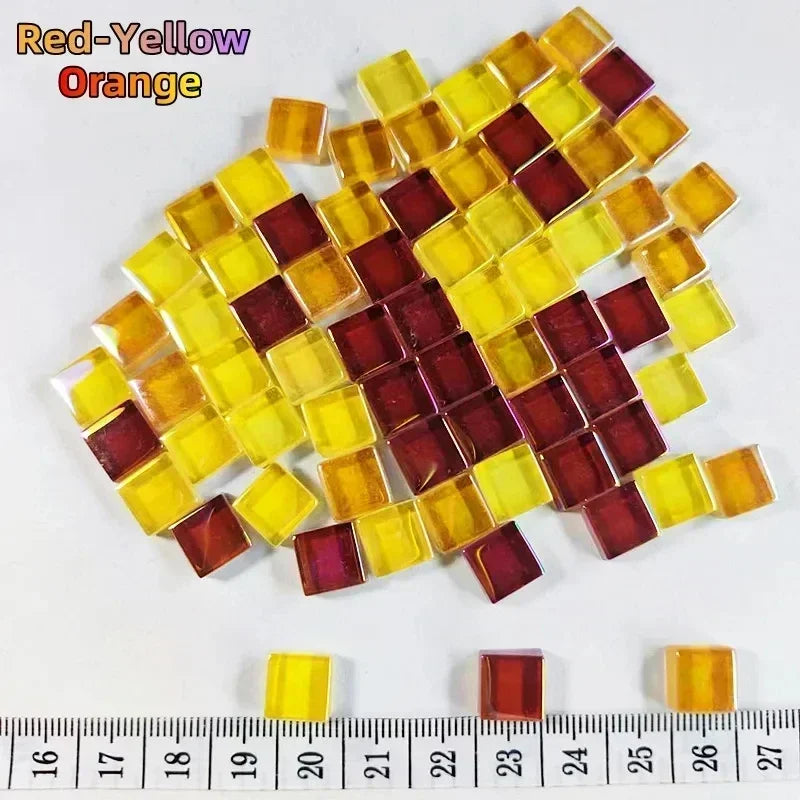 Red Yellow Orange Glass Square Mosaic Tiles