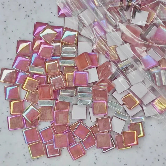 Light Red Pink Glass Square Mosaic Tiles