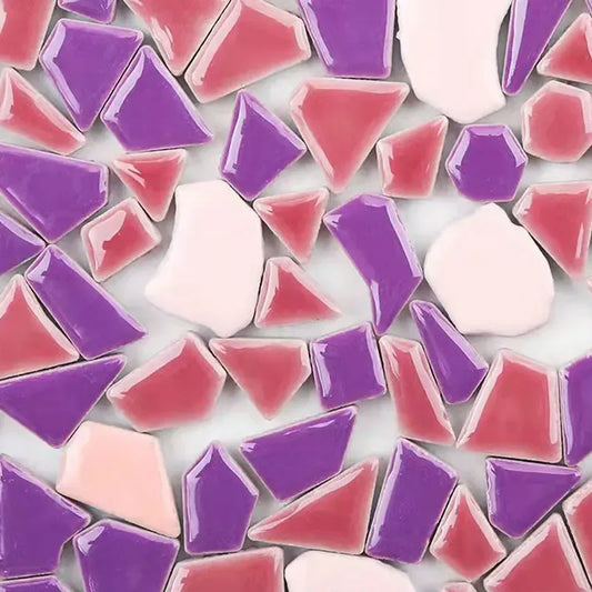 Polygon Purple and Red Porcelain Mosaic Tiles