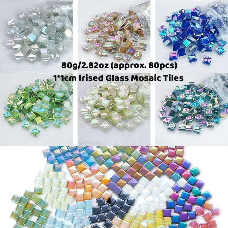 Cyan Glass Square Mosaic Tiles