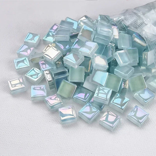 Light Blue Glass Square Mosaic Tiles