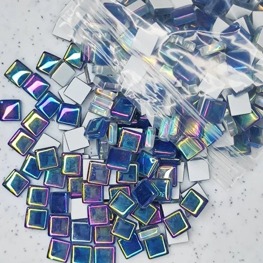 Metal Blue Glass Square Mosaic Tiles