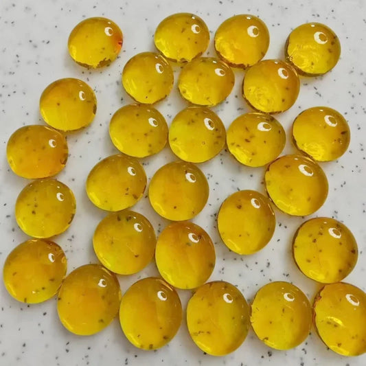 Yellow Glass Round Mosaic Tiles