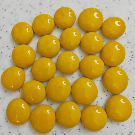 Pure Yellow Glass Round Mosaic Tiles