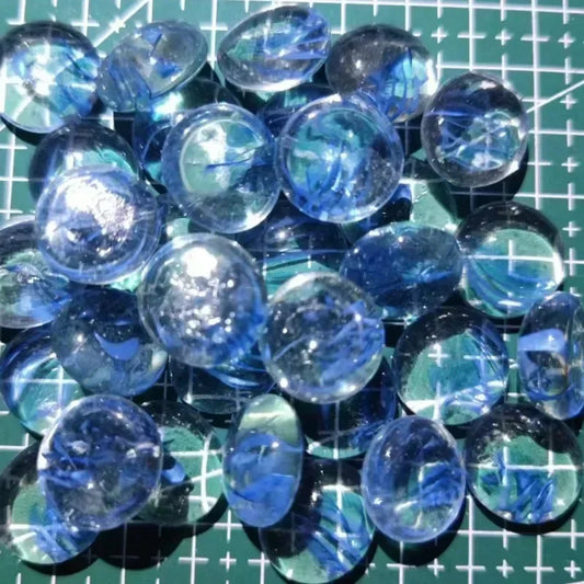 Flower Blue Glass Round Mosaic Tiles