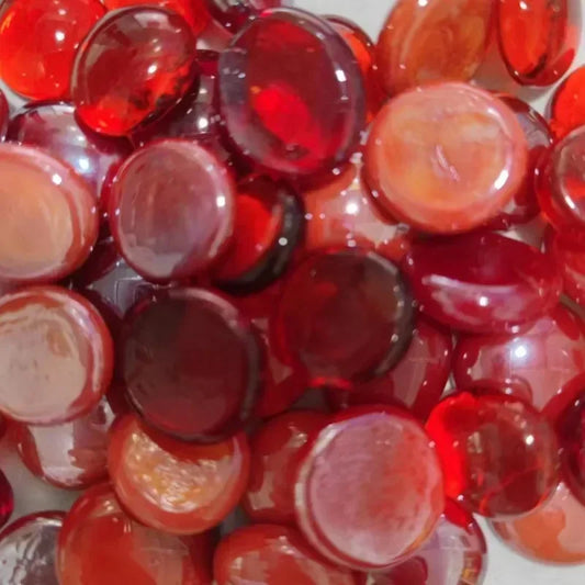 Red Mix Glass Round Mosaic Tiles