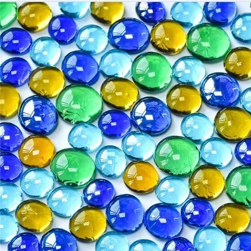 Blue and Green Glass Round Mosaic Tiles