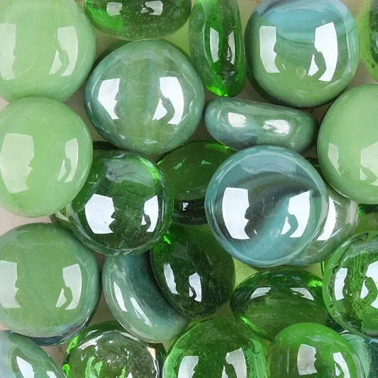 Mix of Green Glass Round Mosaic Tiles