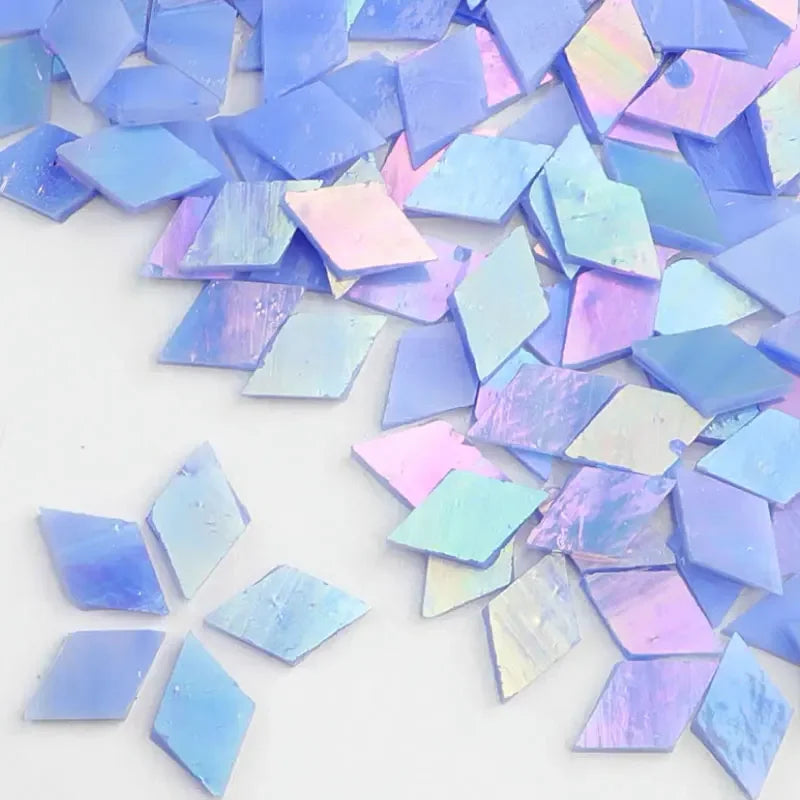 Cyan Glass Diamond Mosaic Tiles