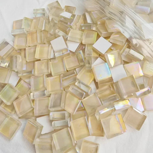 Beige Glass Square Mosaic Tiles