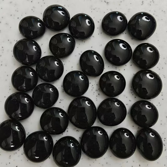 Pure Black Glass Round Mosaic Tiles