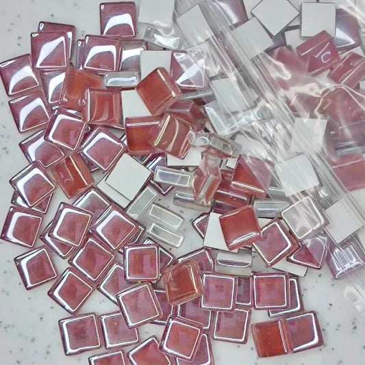 Light Deep Red Glass Square Mosaic Tiles