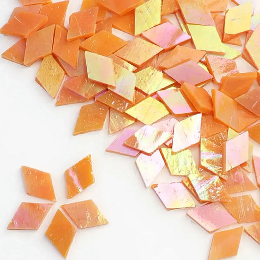 Orange Glass Diamond Mosaic Tiles