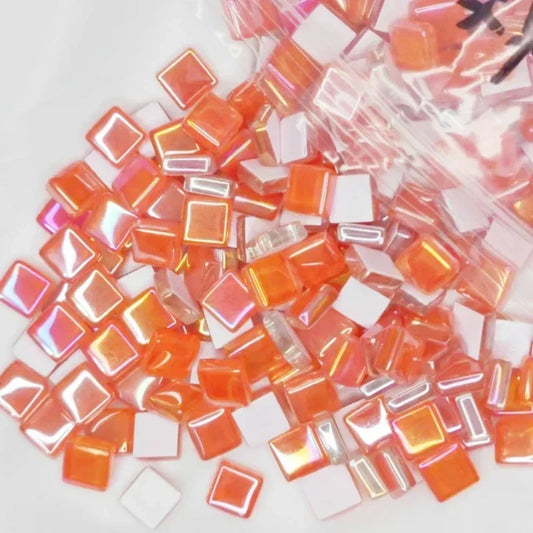 Orange Red Glass Square Mosaic Tiles