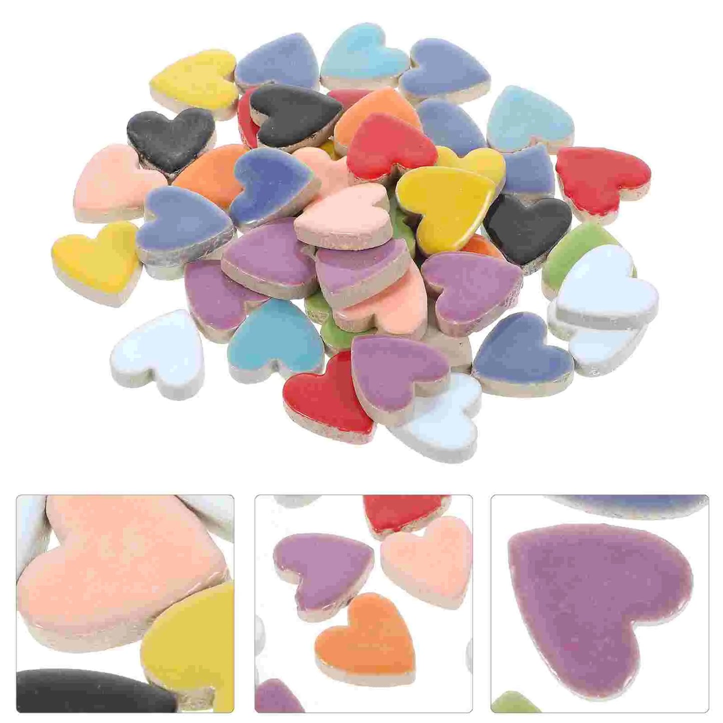 Heart Shape Ceramic Mosaic Tiles - Multiple Colors