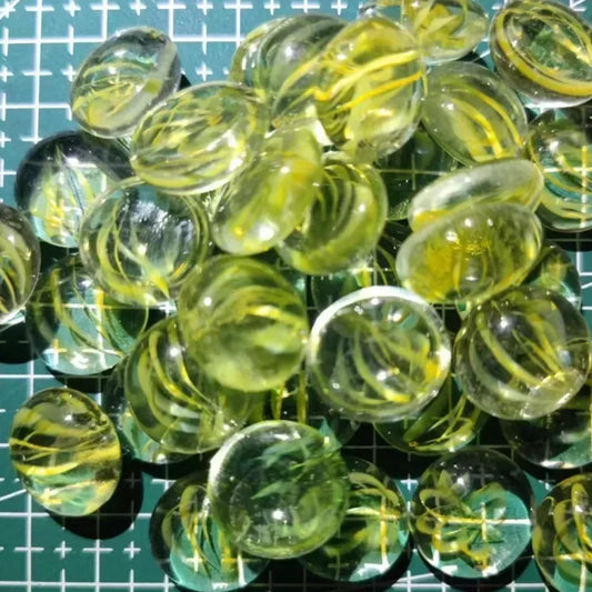 Yellow Flower Glass Round Mosaic Tiles