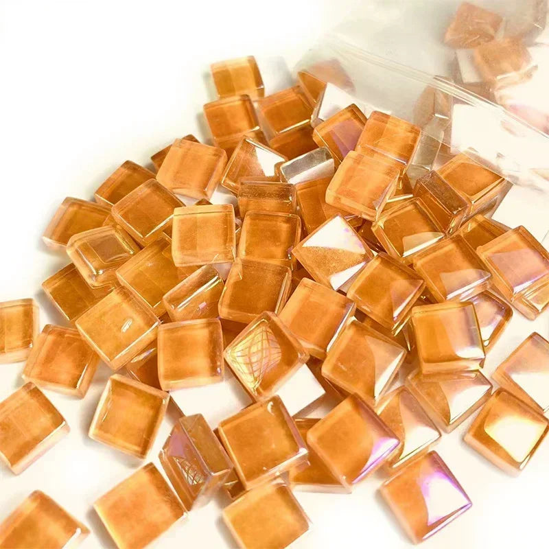 Orange Glass Square Mosaic Tiles