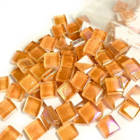 Orange Glass Square Mosaic Tiles